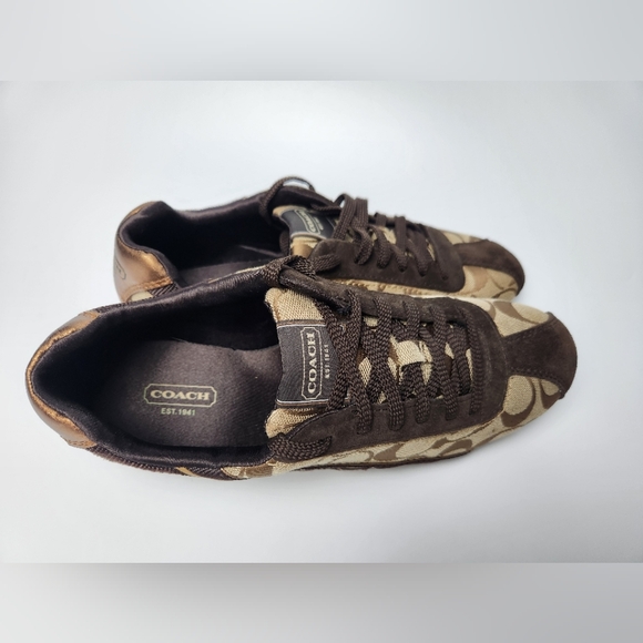 Coach Hilary Khaki Brown Signature C Sneaker Womens Size 8.5 Designer Sneakers - Picture 8 of 12